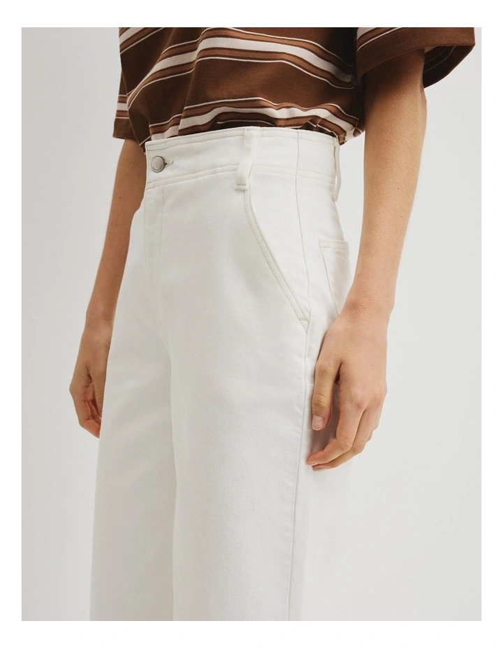 High Rise Wide Leg Jean in White image 3