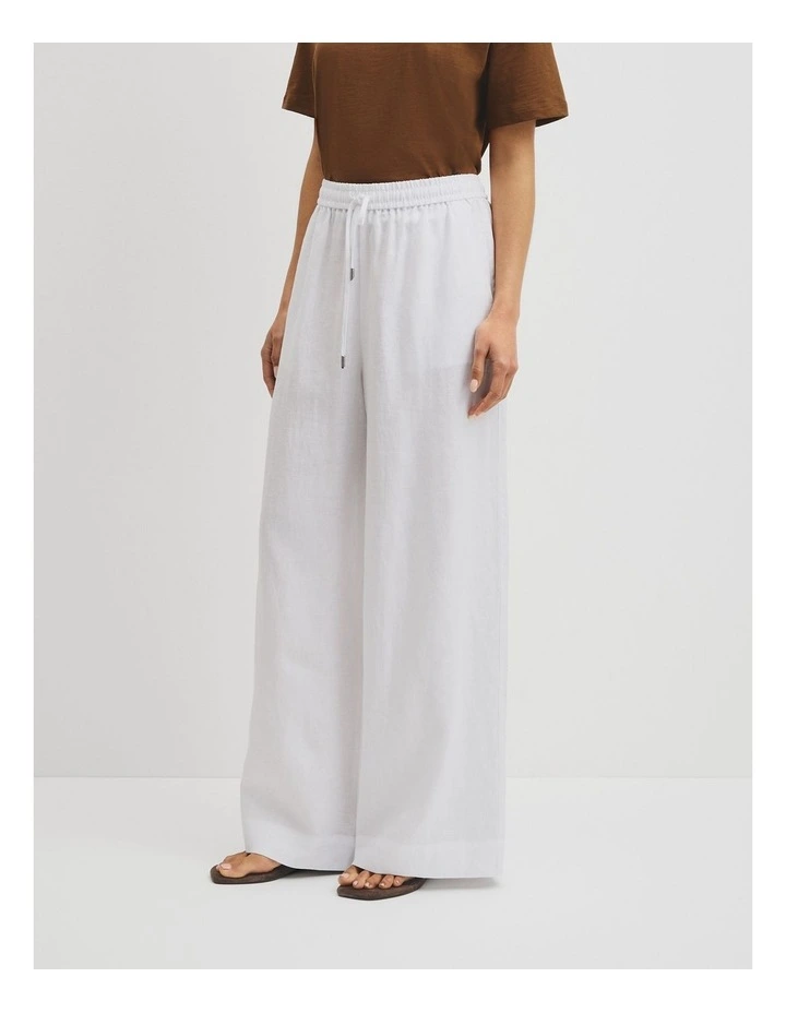 Pull-on Linen Pant in White image 4