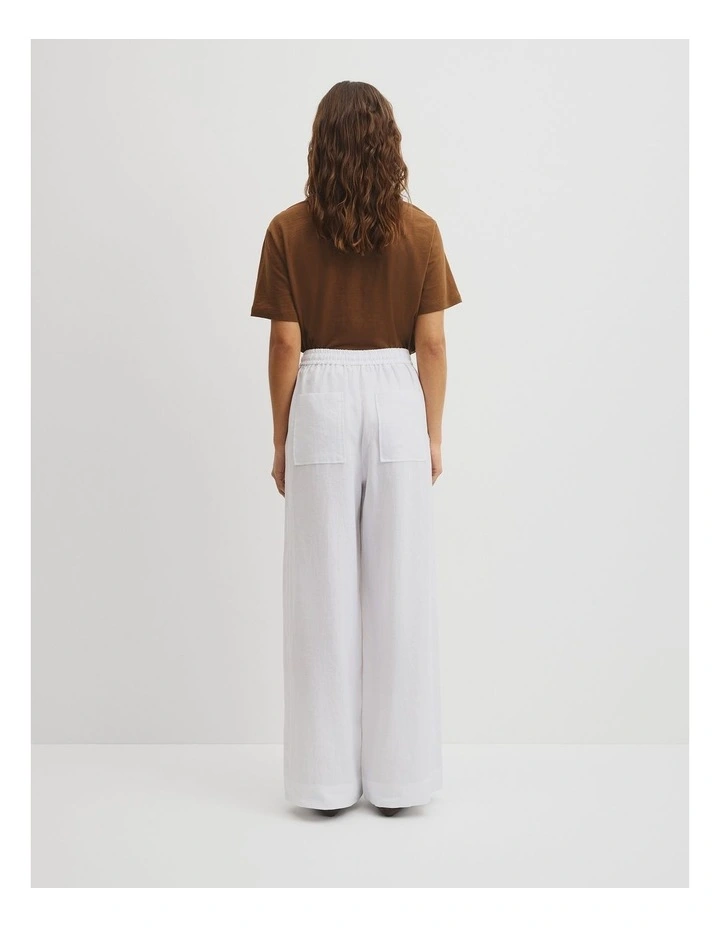 Pull-on Linen Pant in White image 5