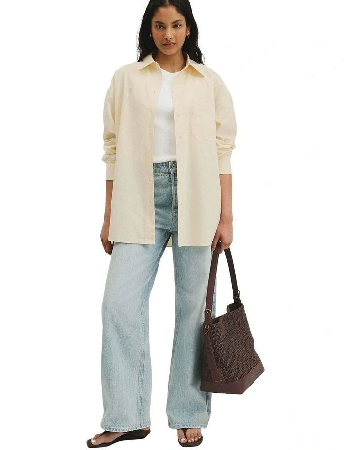 Oversize Oxford Shirt in Corn Silk image 4