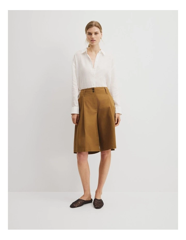 Relaxed Long Sleeve Linen Shirt in White image 4