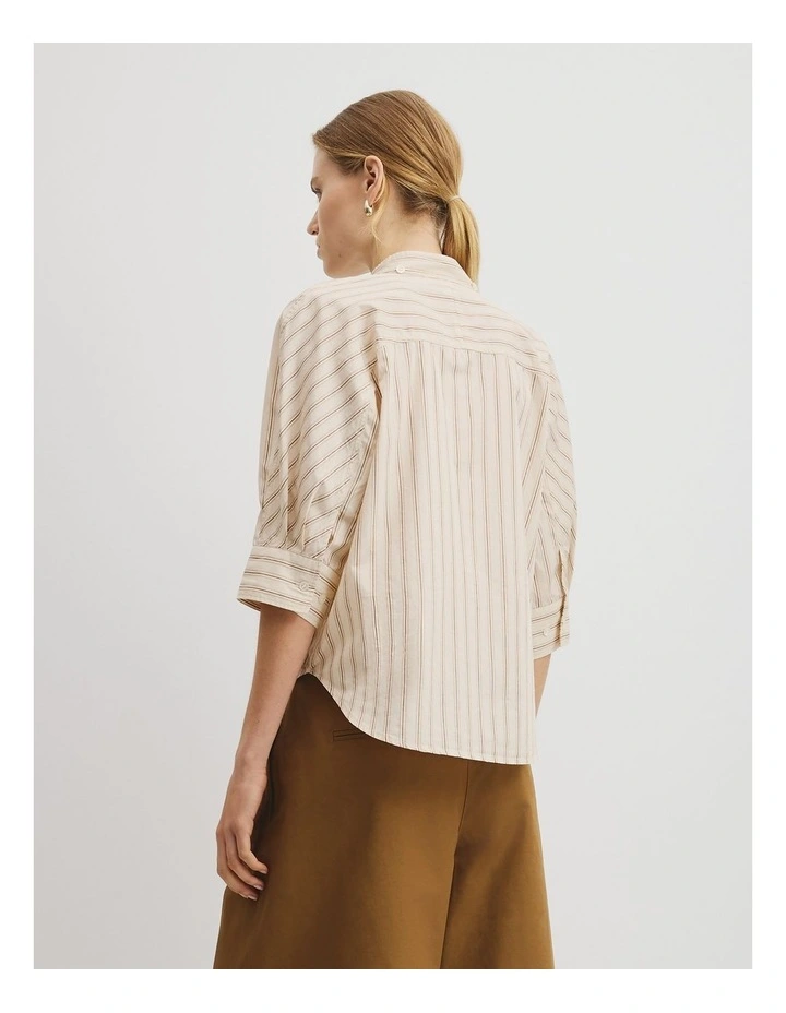 Neck Tie Blouse in Cream Stripe image 6