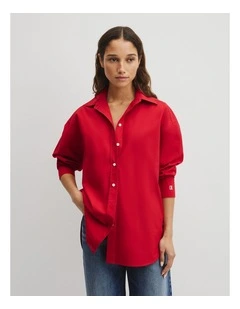 Poplin Shirt in Crimson
