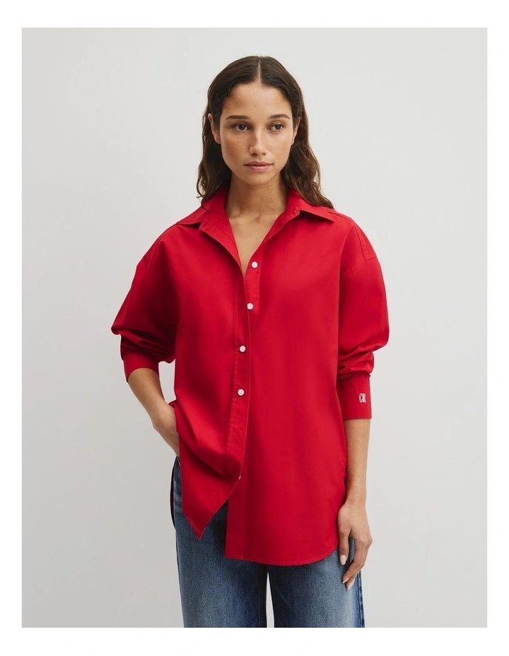 Poplin Shirt in Crimson image 1