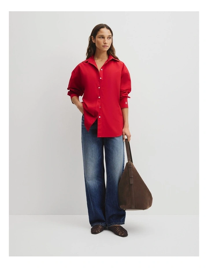 Poplin Shirt in Crimson image 4