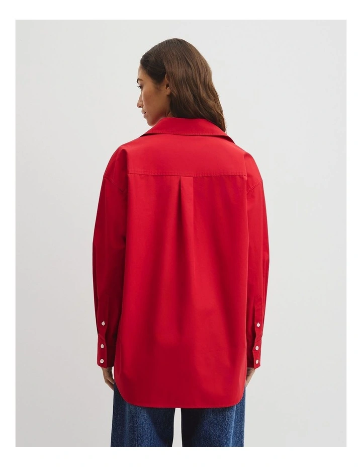 Poplin Shirt in Crimson image 5