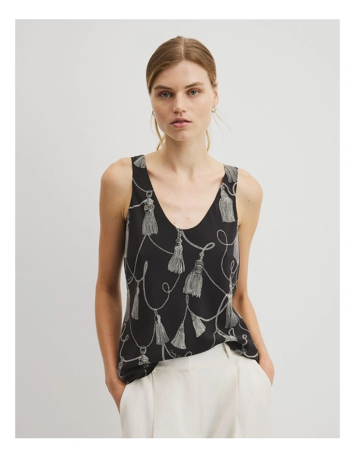 Print Scoop Neck Top in Twisted Rope Print image 1