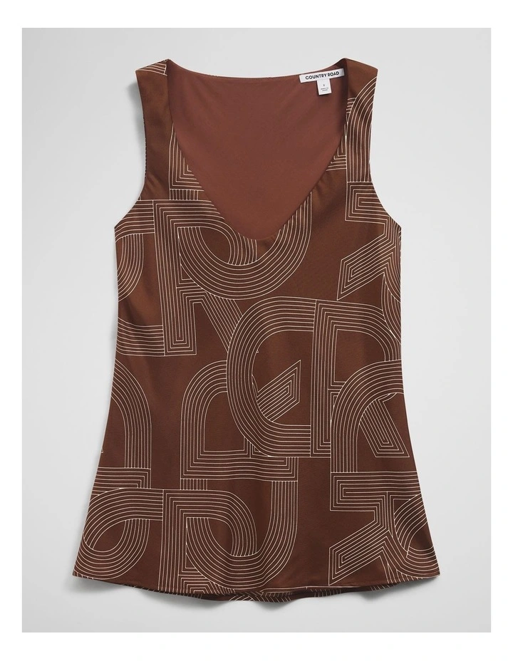 Logo Washable Silk Scoop Tank in Logo Print image 3