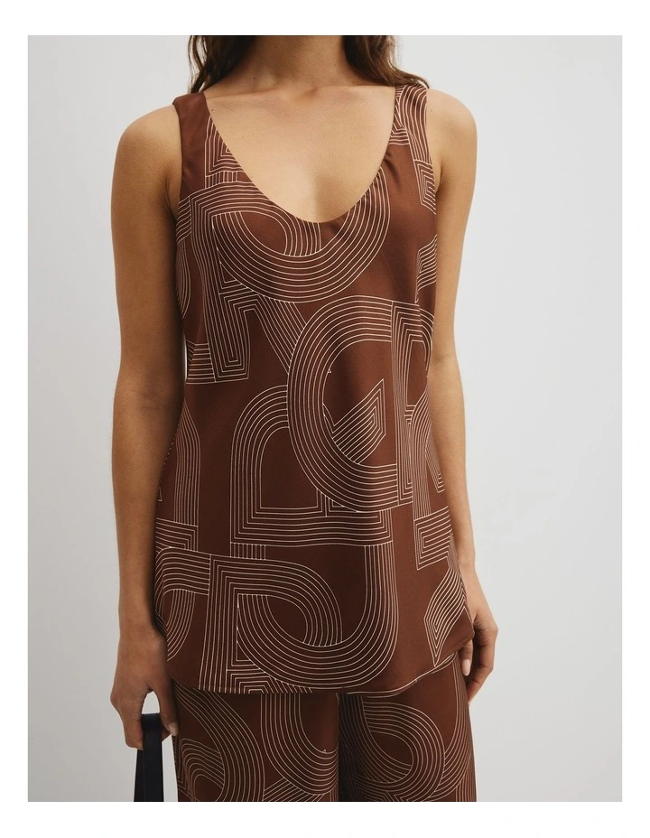 Logo Washable Silk Scoop Tank in Logo Print image 4