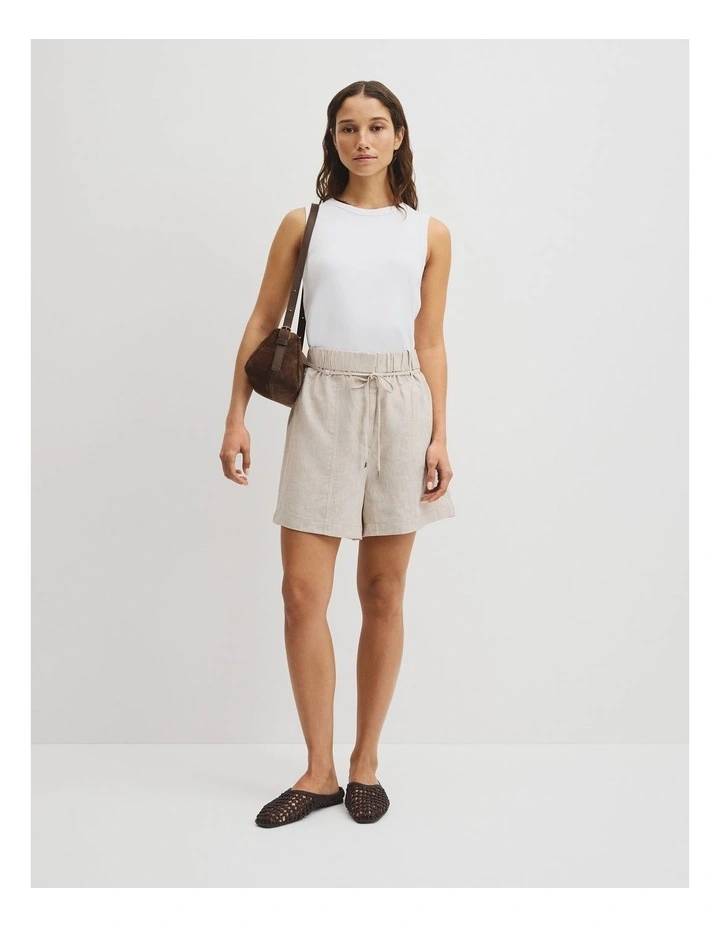 Pull On Linen Short in Bisque image 1