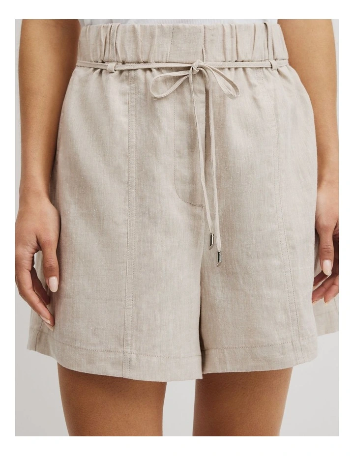 Pull On Linen Short in Bisque image 3