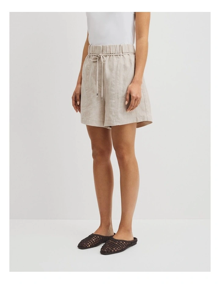 Pull On Linen Short in Bisque image 4