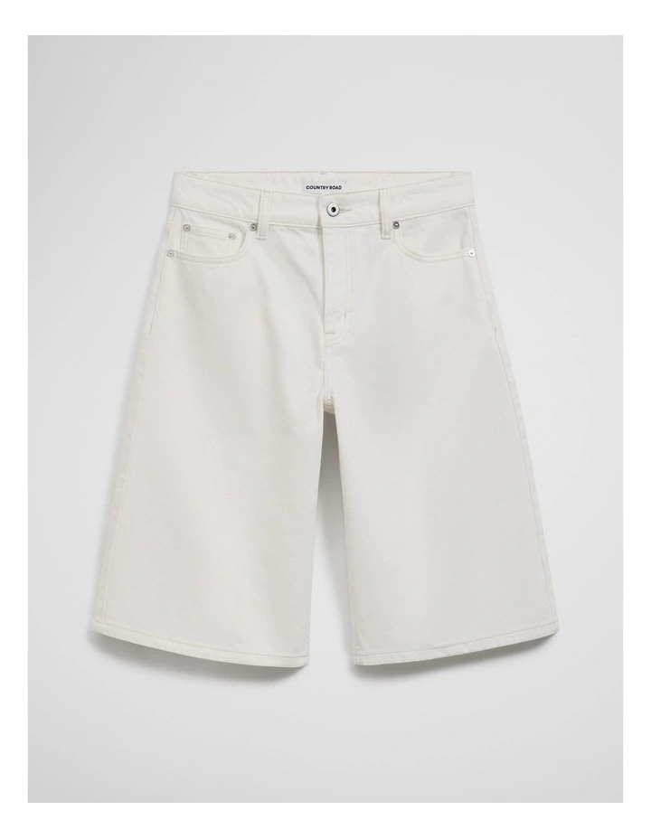 Denim Bermuda Short in White image 3