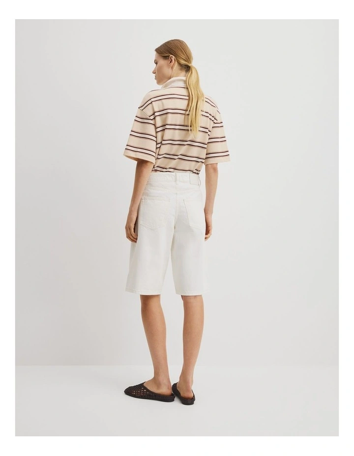 Denim Bermuda Short in White image 6