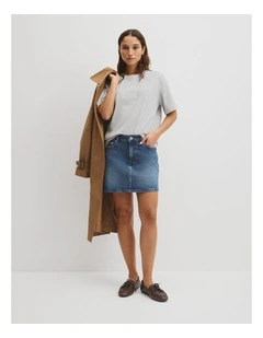 Denim Mini Skirt in Washed Indigo