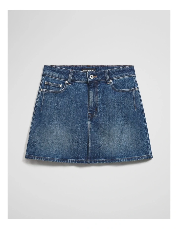 Denim Mini Skirt in Washed Indigo image 2