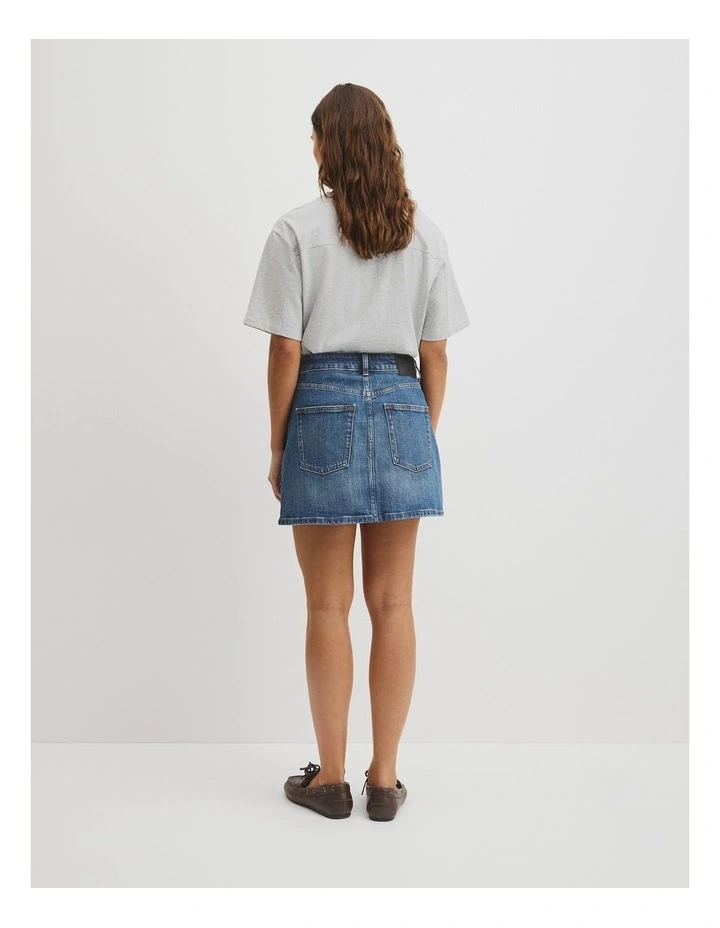 Denim Mini Skirt in Washed Indigo image 5