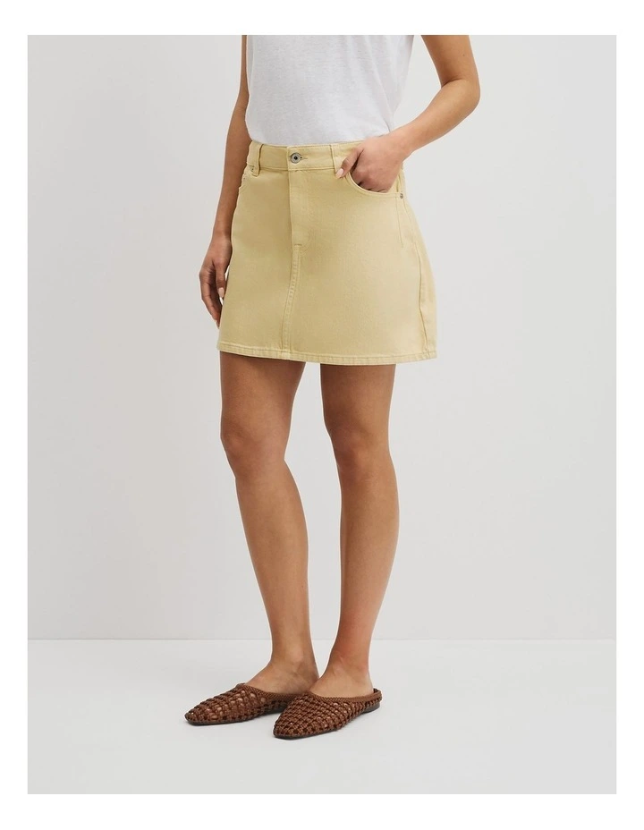 Denim Mini Skirt in Honey image 4
