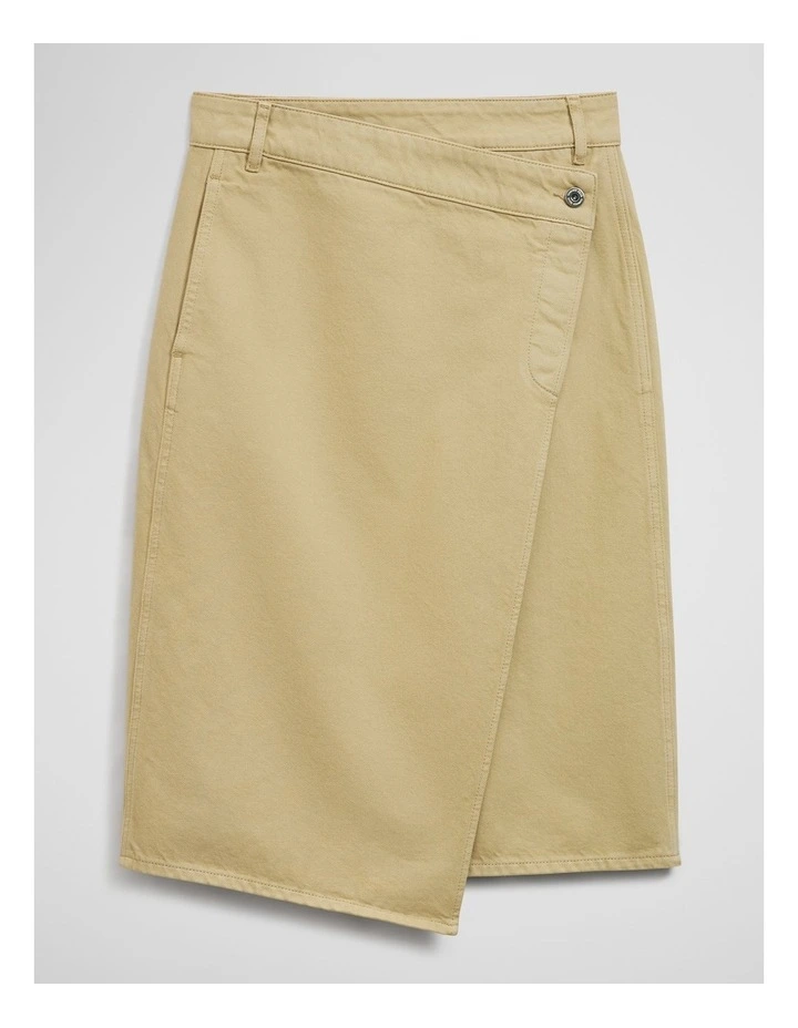 Denim Wrap Midi Skirt in Flax image 2