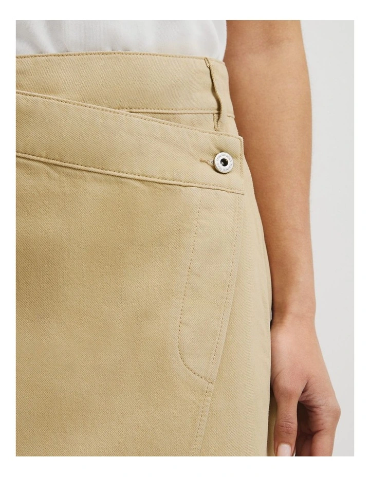 Denim Wrap Midi Skirt in Flax image 3