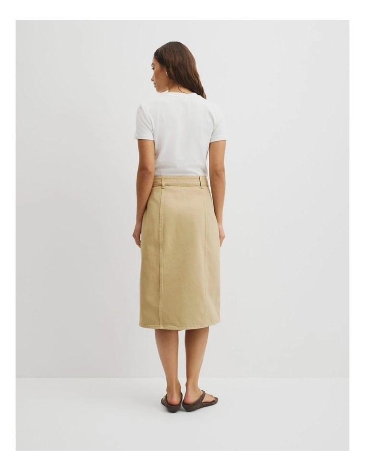 Denim Wrap Midi Skirt in Flax image 5