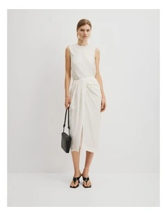 Knot Detail Midi Skirt in French Vanilla