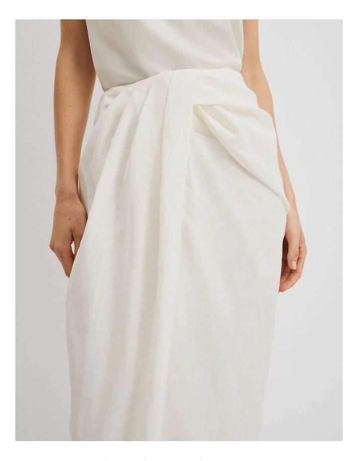 Knot Detail Midi Skirt in French Vanilla image 3