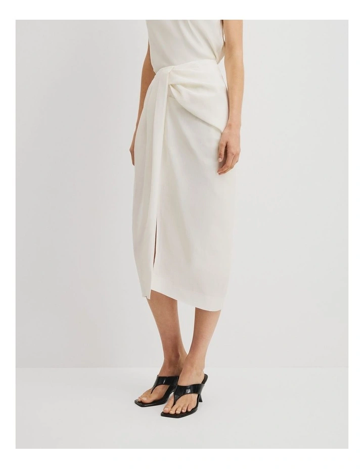 Knot Detail Midi Skirt in French Vanilla image 4