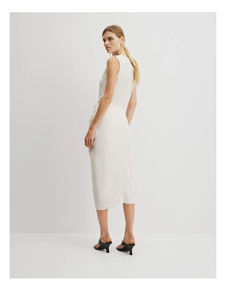 Knot Detail Midi Skirt in French Vanilla image 5