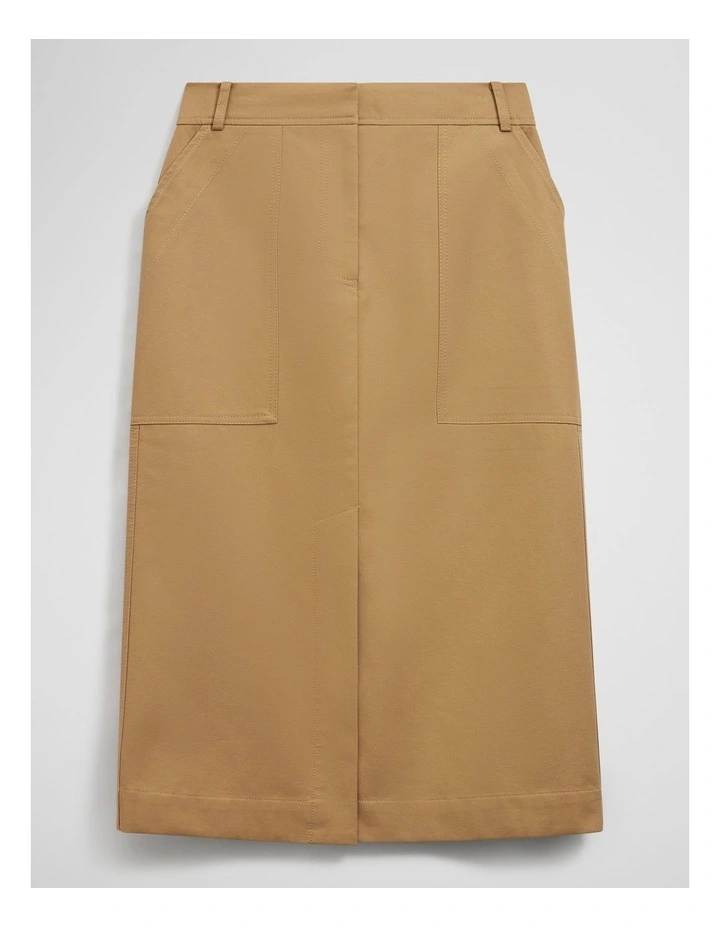 Utility Pencil Midi Skirt in Golden Husk image 3