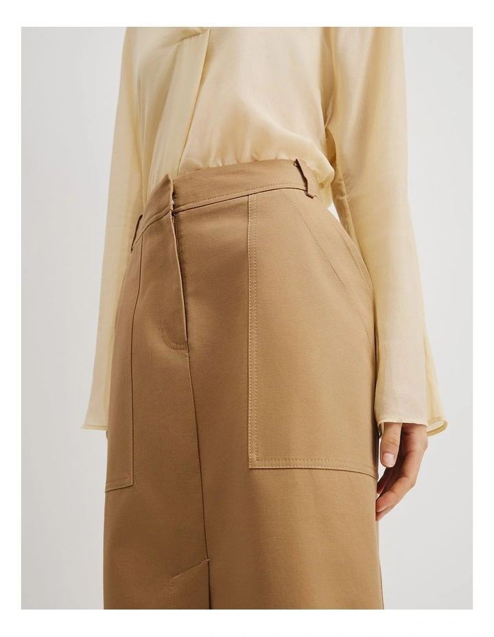 Utility Pencil Midi Skirt in Golden Husk image 4