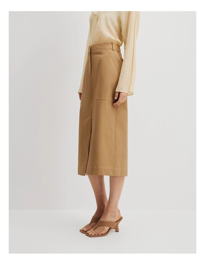 Utility Pencil Midi Skirt in Golden Husk image 5