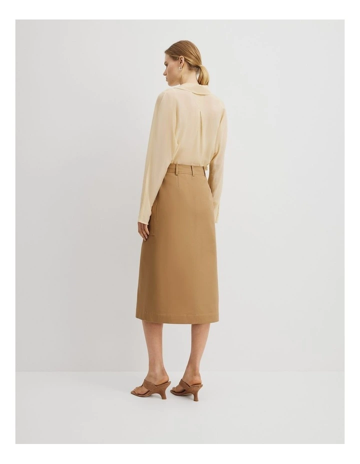 Utility Pencil Midi Skirt in Golden Husk image 6
