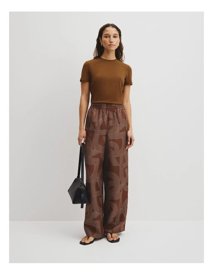 Australian Cotton Blend Fitted T-shirt in Rust Brown image 4