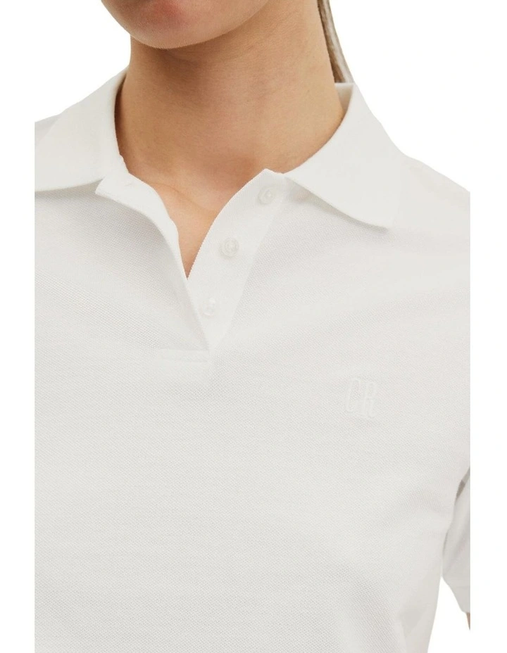 Drawcord Pique Polo in Antique White image 3