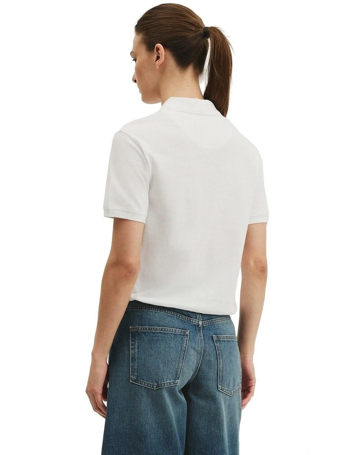 Drawcord Pique Polo in Antique White image 5