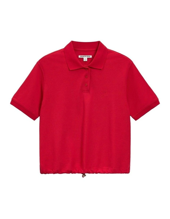 Drawcord Pique Polo in Crimson image 2