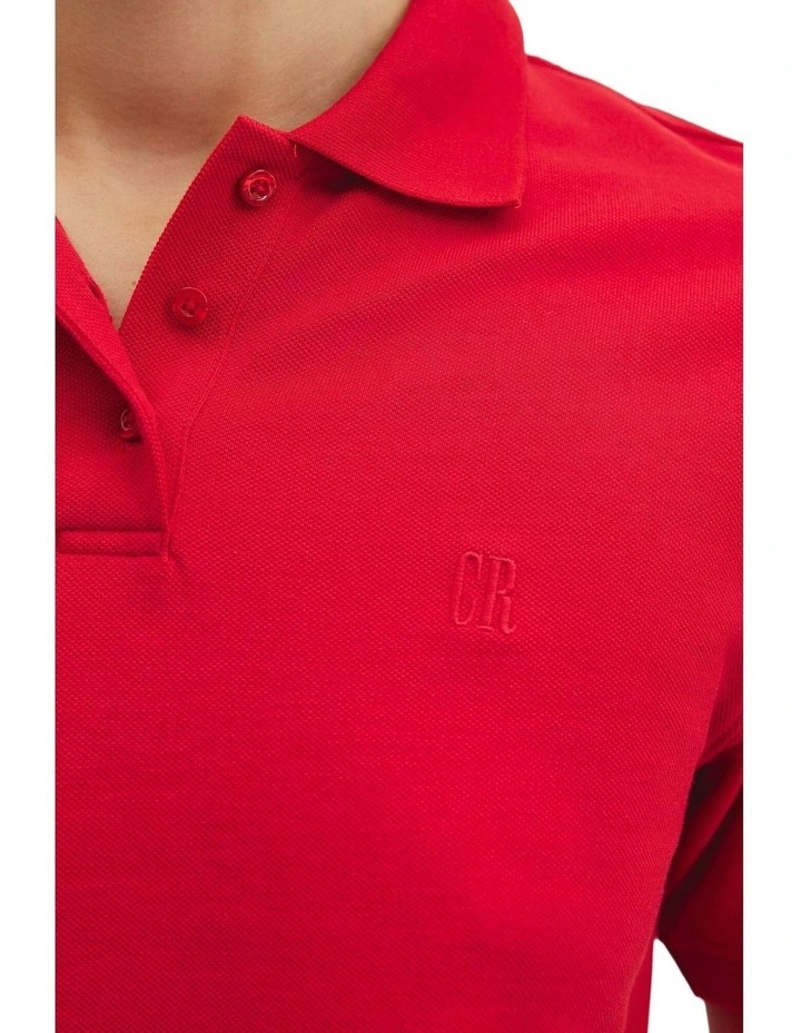 Drawcord Pique Polo in Crimson image 3