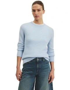 Lightweight Crew Neck Knit in Chambray Blue