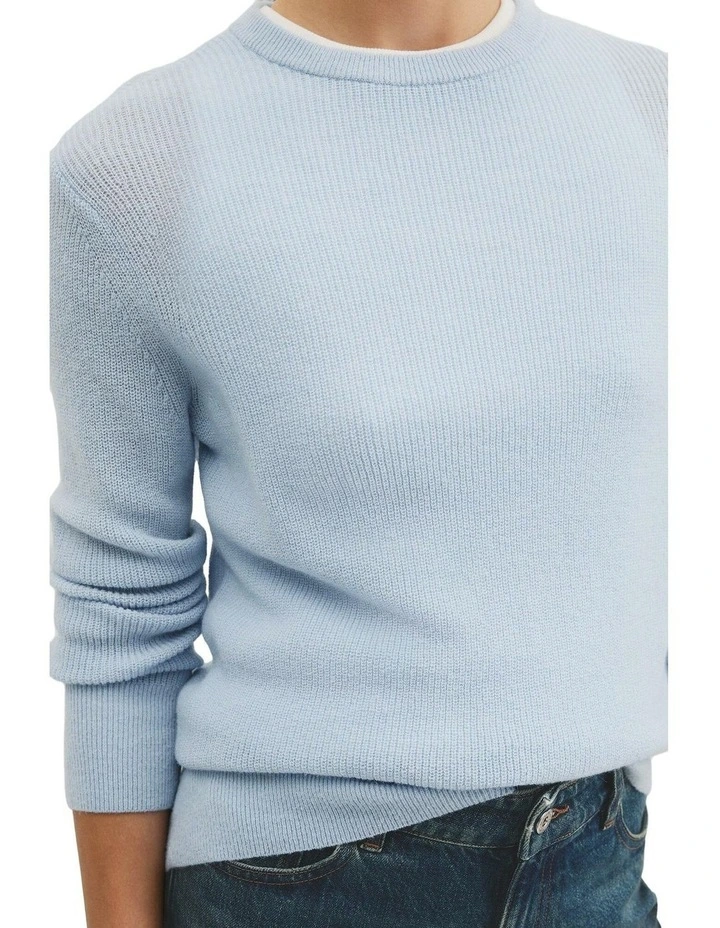 Lightweight Crew Neck Knit in Chambray Blue image 3