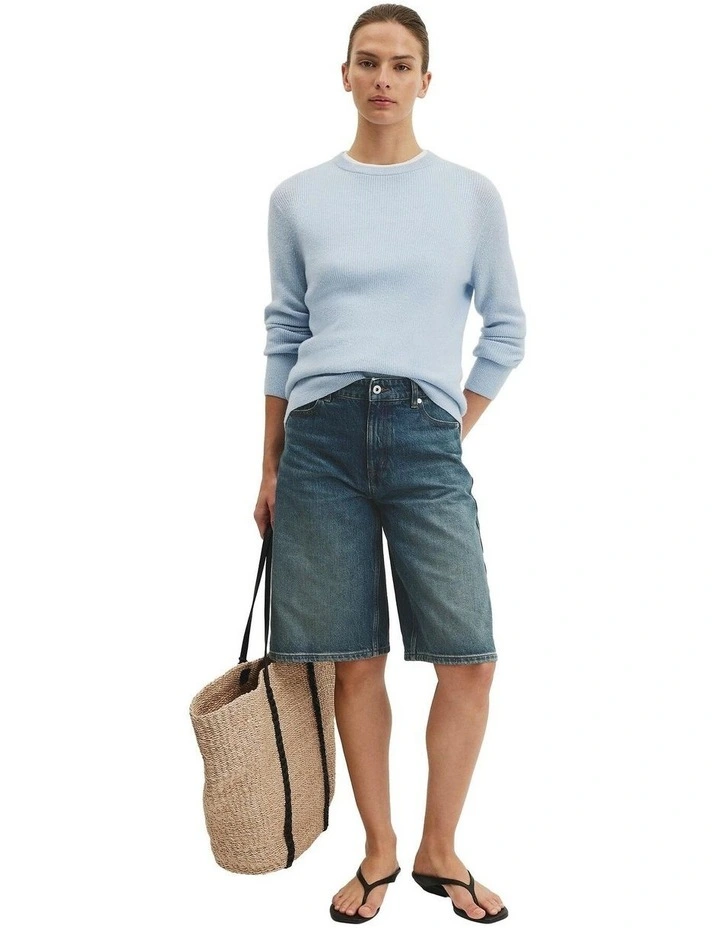 Lightweight Crew Neck Knit in Chambray Blue image 4