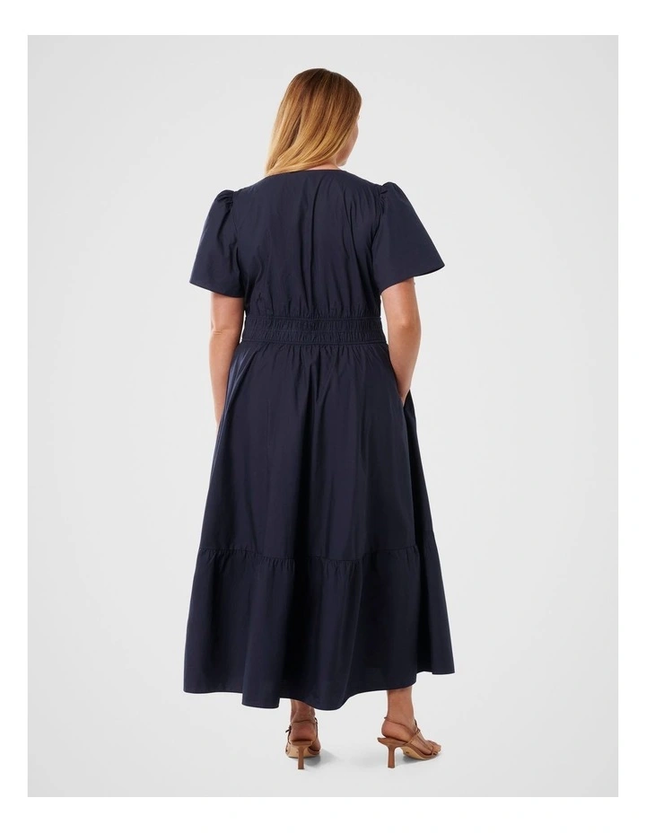 Eleanor Puff Sleeves Tiered Midi Dress in Blue image 2