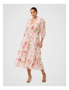Jessie Button Down Midi Dress in Multi