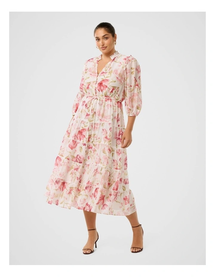 Jessie Button Down Midi Dress in Multi image 1