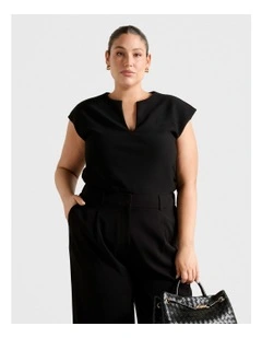 Montana V Neck Top in Black