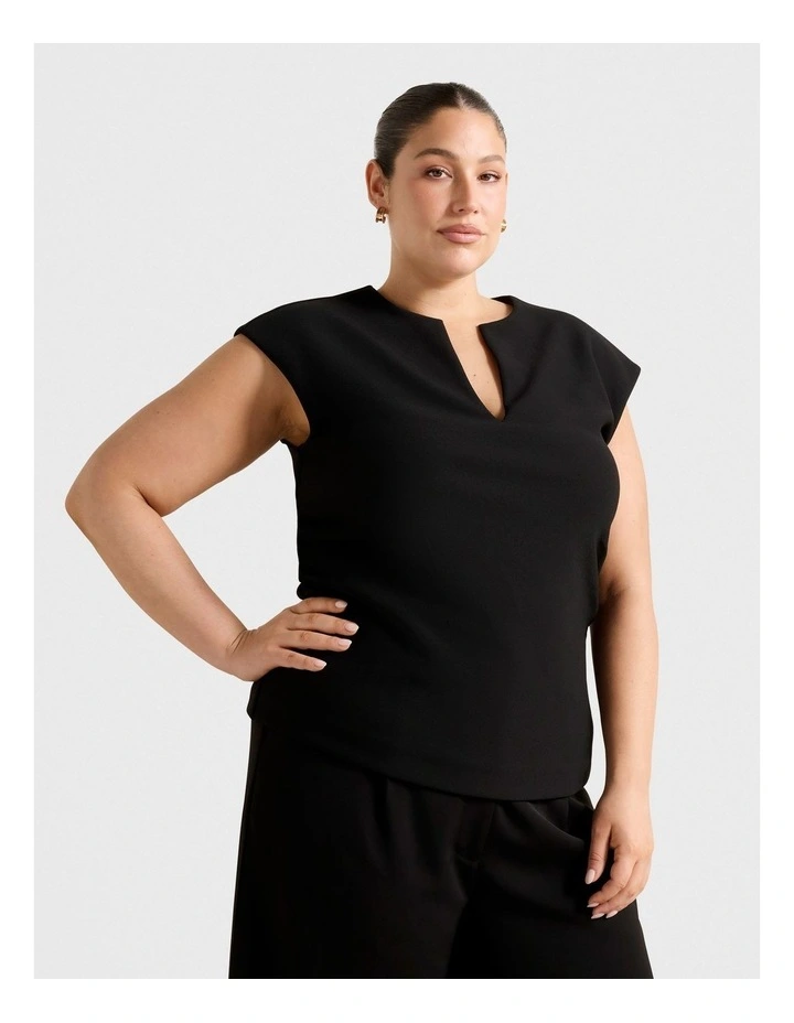 Montana V Neck Top in Black image 3