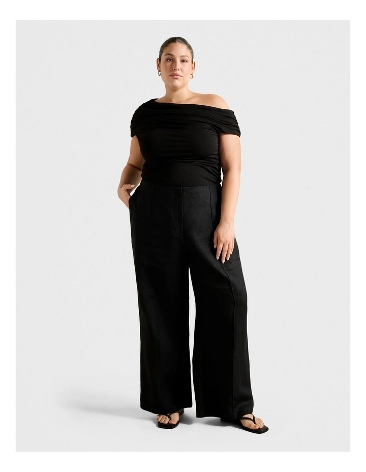 Posey Linen Wide Leg Pants in Black image 5