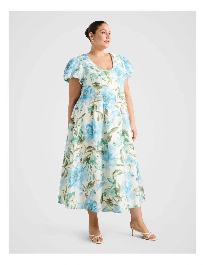 Lily Scoop Neck Midi Dress in Blue image 3