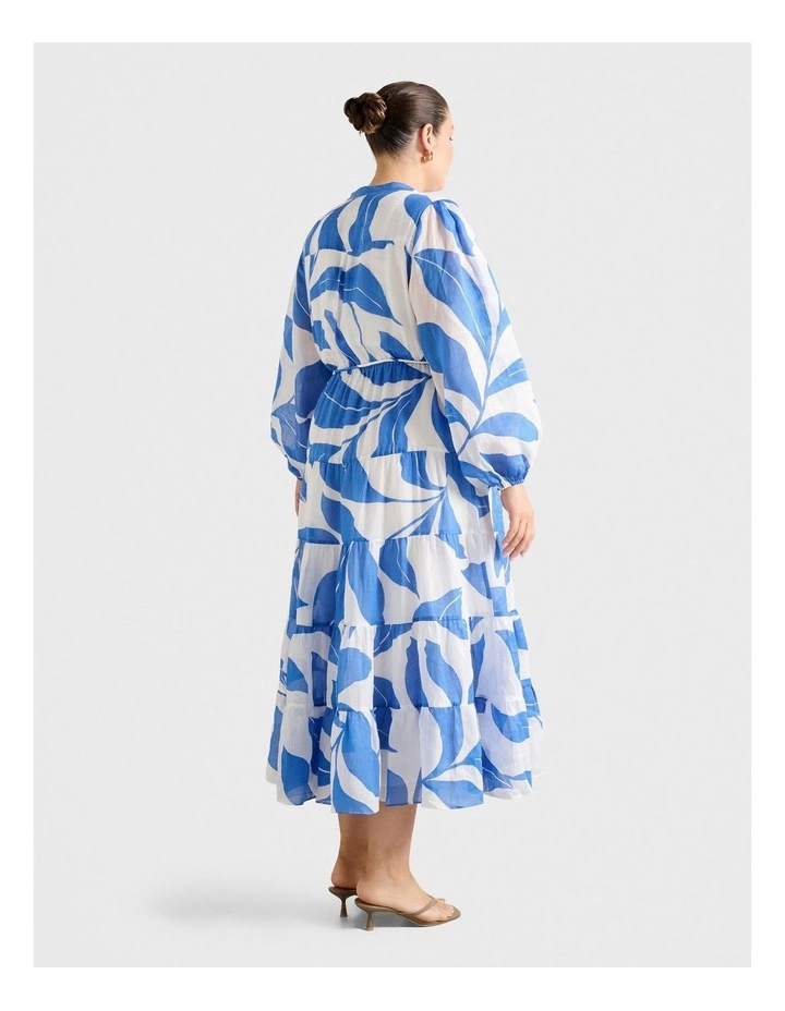 Adeline Tiered Midi Dress in Blue image 2
