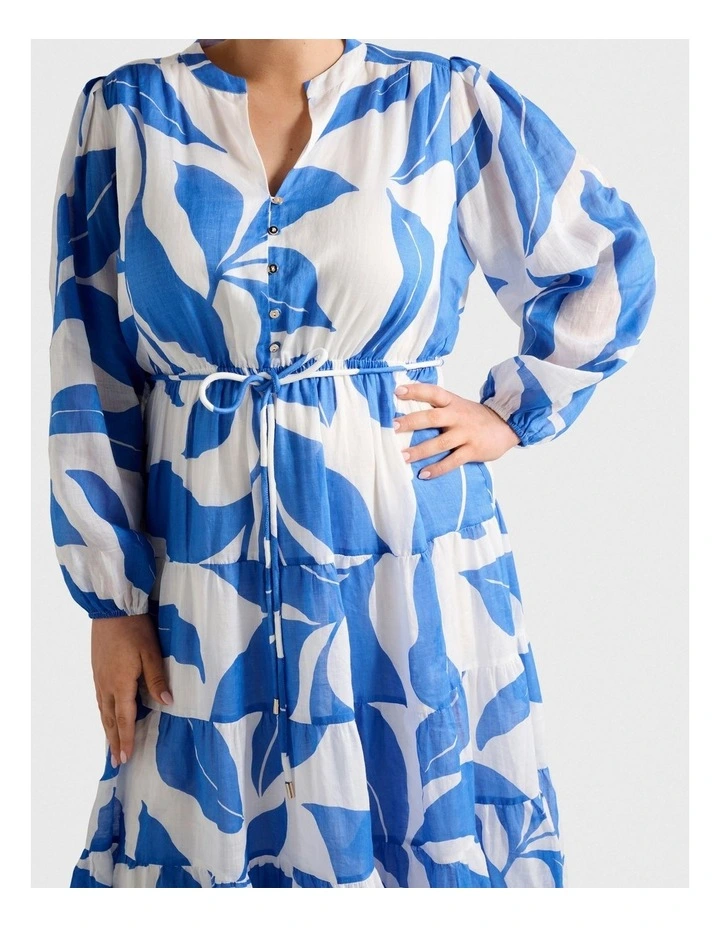 Adeline Tiered Midi Dress in Blue image 4